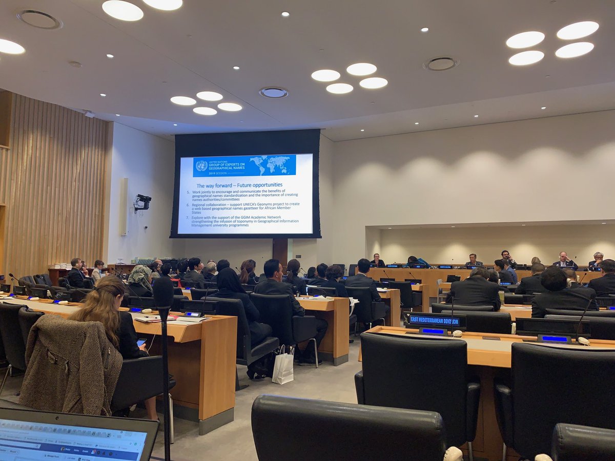 ingvilnord's tweet photo. ⁦@persiancat888⁩ with a status report on the contribution of ⁦@UNSD_GEGN⁩ to ⁦@UNGGIM⁩ activities #UNGEGN2019 #PlaceNamesMatter https://t.co/Bxl52UOQkl
