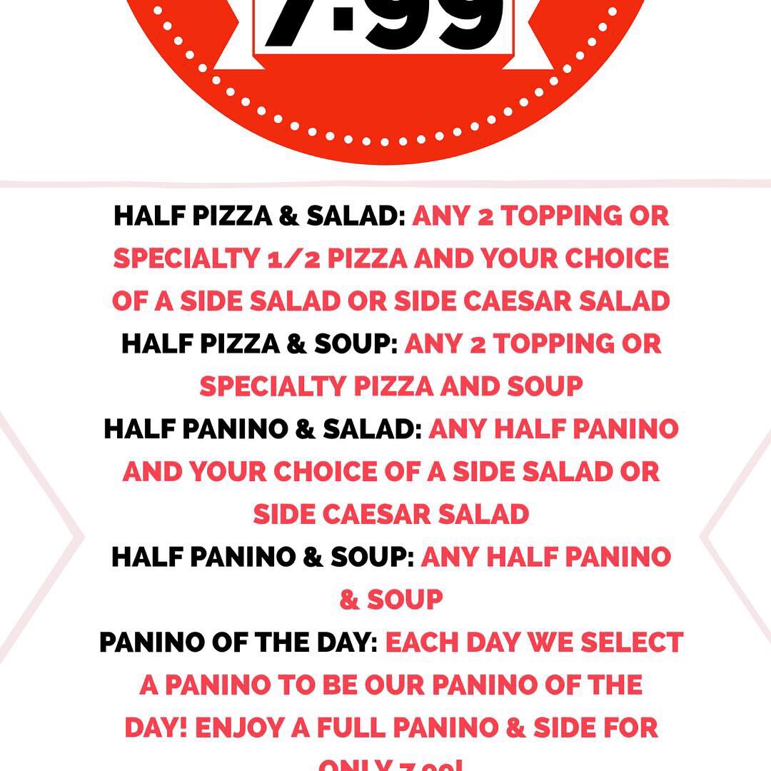 Looking for a little sunshine on this rainy day? Stop in for one of our AWESOME Lunch Combos! You really can’t beat these deals. See you soon! #yummy # panino #pizza #lunch