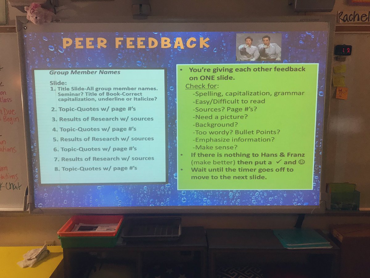 👫 #PEERFEEDBACK! Ss gave feedback on the progress of each other’s work today. Not only did each slideshow get a new set of eyes, but they also got to see nearly finished projects for last minute inspiration! 🙌  #AmericanRevolutionBookClub #HansAndFranz 💪❤️ #SBVanguard