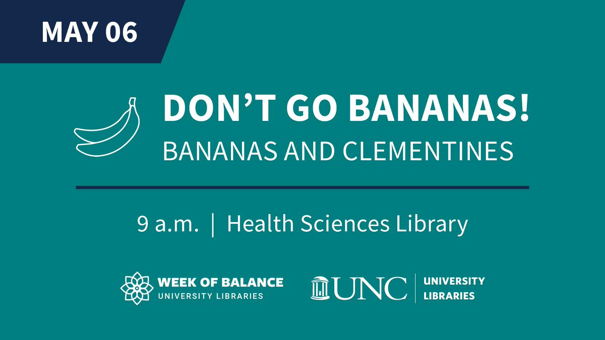 Come enjoy some yummy bananas and clementines <a href="/hslunc/">HSL at UNC-CH</a>!  They will be available starting at 9am.