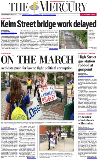EndPACorruption's tweet photo. We made the FRONT PAGE of The Pottstown Mercury!  Check out the full article here: https://t.co/0H5tGsFDol
#BanBribes #March2EndCorruption #MoHmarch2019 https://t.co/wh9NxRq65h