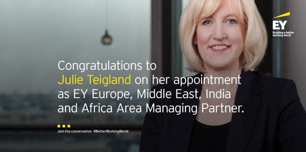 Congratulations to @Julie_Teigland our incoming EMEIA Area Managing Partner! #BetterWorkingWorld #WomenFastForward