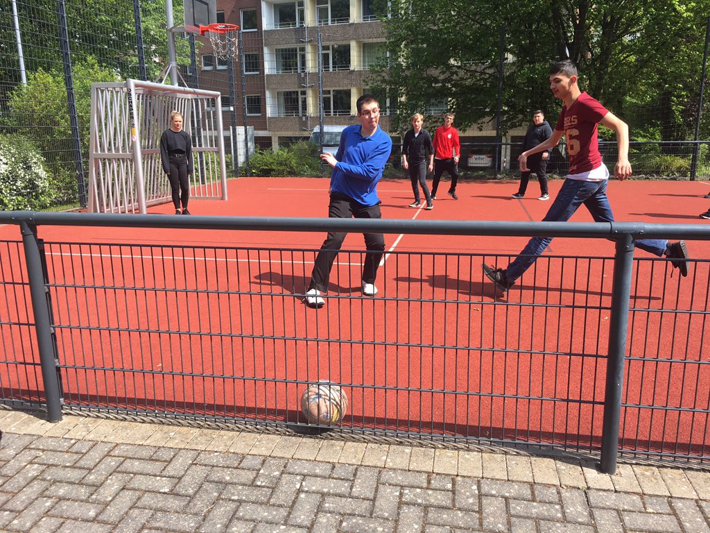 Business students join in lessons at Vinzenz-Von -Paul Berufskolleg, followed by football match &amp; talk from Saint-Gobain