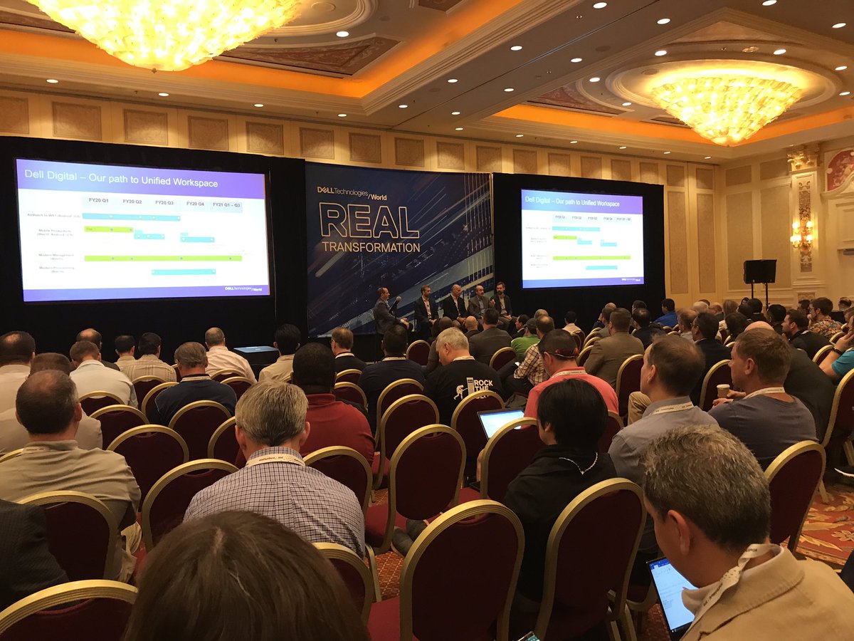 kdtwill's tweet image. Packed house this morning at #DellTechWorld for the #unifiedworkspace panel with @PatrickMoorhead on how IT can save time with modern management