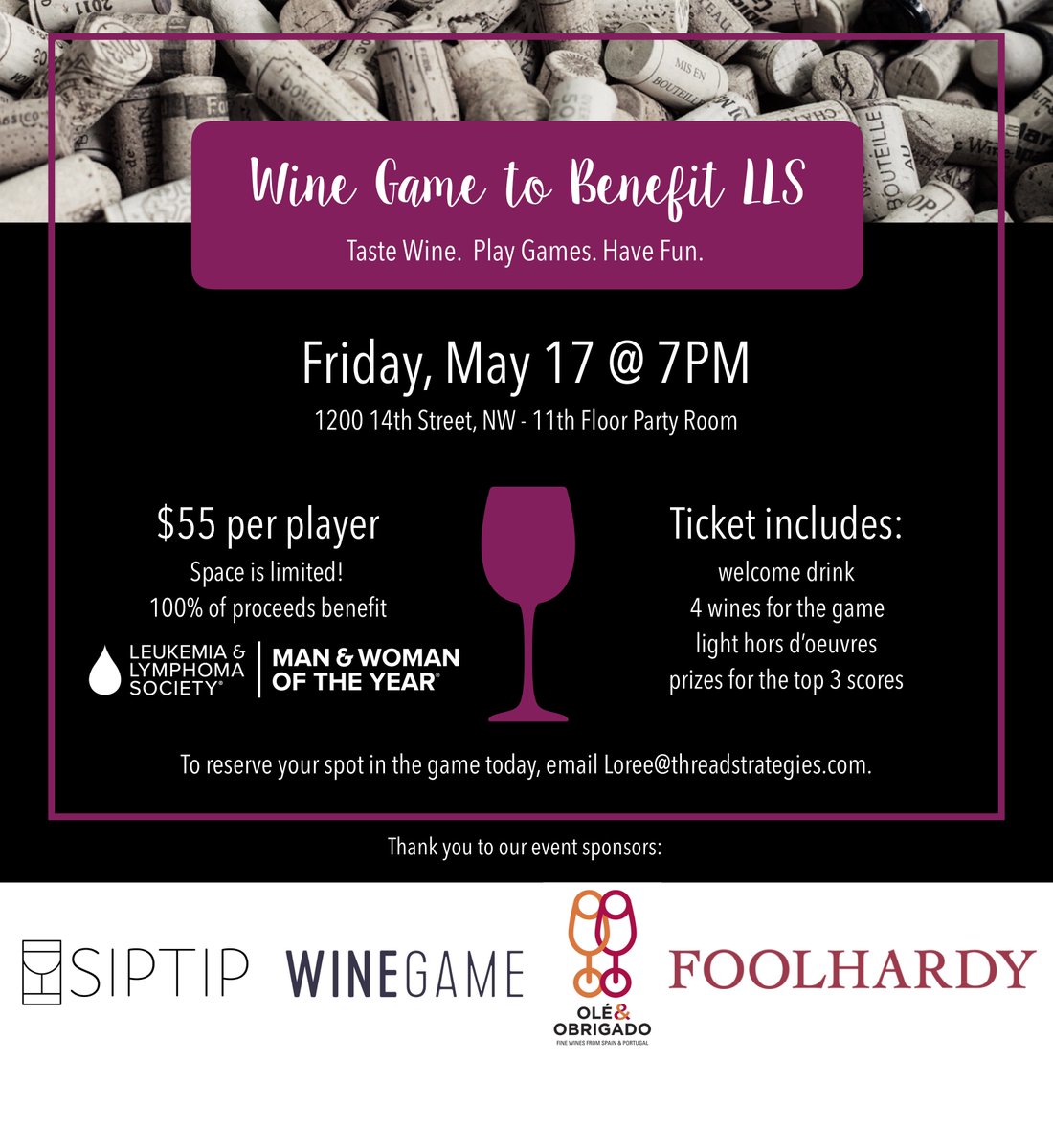 theWineGame's tweet photo. Please come #PLAYWITHYOURWINE to benefit @LLSusa Leukemia Lymphoma Society.  Email Loree@threadstrategies.com to reserve a spot. 🥰🍷🤟 A fun blind wine tasting game for points, prizes + #FightBloodCancer https://t.co/AIDn8EFZsG