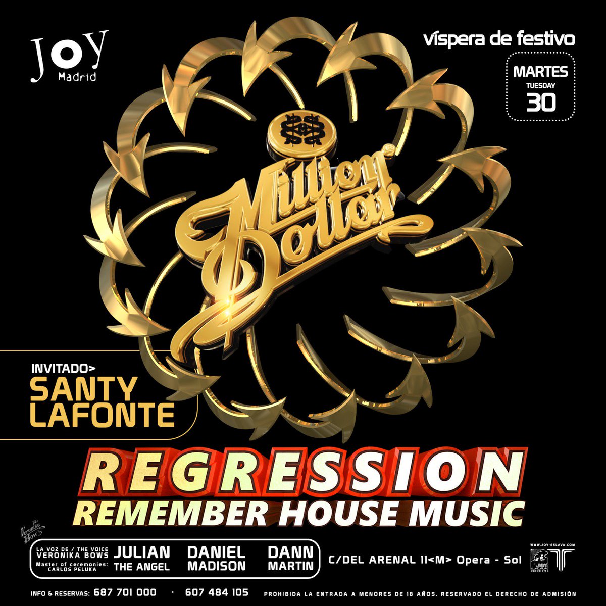 mazingerz18's tweet photo. 💰💰💰💰💰💰💰💰💰💰💰💰💰
 todo listo para que no pares de bailar Esta  noche con la mejor música electrónica de #Madrid en @MillionMadrid #Regression , ¿te vienes?
#EDMmusic #Rememberhousemusic  #Martes #Midiafavorito 
📰 Listas &amp; Reservas 🍾 Oliver 
☎️697721522 https://t.co/9RAM95PrCt