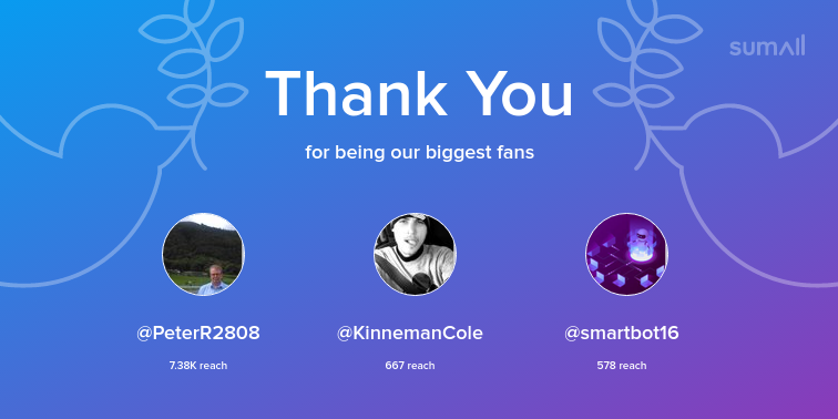 JoeRoyce's tweet photo. Our biggest fans this week: @PeterR2808, @KinnemanCole, @smartbot16. Thank you! via https://t.co/97Yoc8hQFD https://t.co/SrHoVkabVS