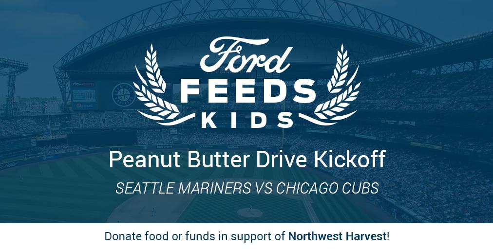 NWHarvest's tweet photo. It’s game day! Join us for the Ford Peanut Butter Drive Kickoff at @TMobilePark as the @Mariners take on the @Cubs. Be sure to bring a donation of peanut butter or cash to help fight summer hunger. #fordpbdrive @compareford https://t.co/Ph8FqfkhJf