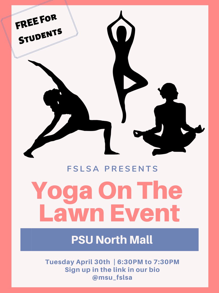 MO State FSLSA (@msu_fslsa) on Twitter photo Come out and get zen with us tonight at our Yoga on the Lawn Event🧘🏼♂️ Come out and get zen with us tonight at our Yoga on the Lawn Event🧘🏼♂️
