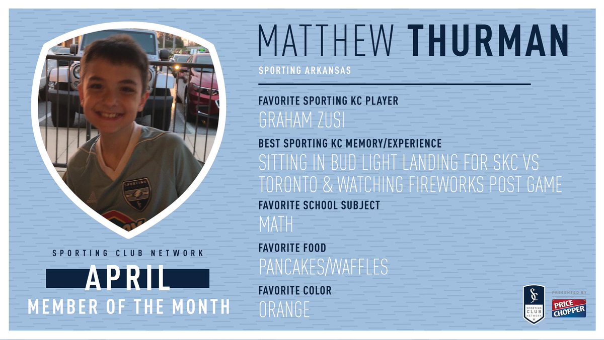 sportingkcyouth's tweet photo. Congrats to our April #SportingClubNetwork Member of the Month, Matthew! Your prize pack is heading your way 🔜. https://t.co/DnVFczk8DT
