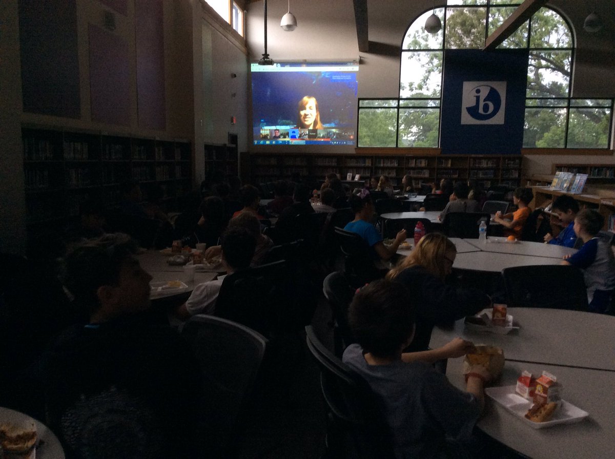 GrishamLibrary's tweet photo. More than 60 @GRISHAM_MS sixth graders are “having lunch” with the Vancouver Aquarium today in the Library. Thanks @EBTSOYP for bringing the world to our students! #LibrariesRRock https://t.co/0mzQwtrUnk