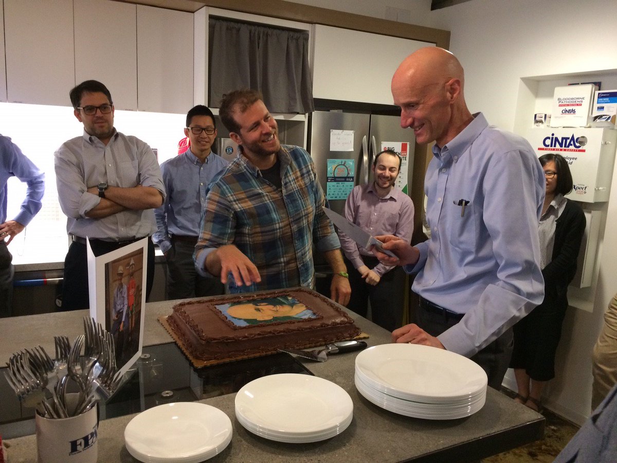 S_Logan_Design's tweet photo. Happily spoiled our lunch today by celebrating #MooreExpert Bret Busse’s 30th anniversary with @WalterPMooreEng! Thanks @Wegmans for making his epic face cake. And thank you Bret for making our DC office such an awesome place to work! https://t.co/ZY7vHaVnrm