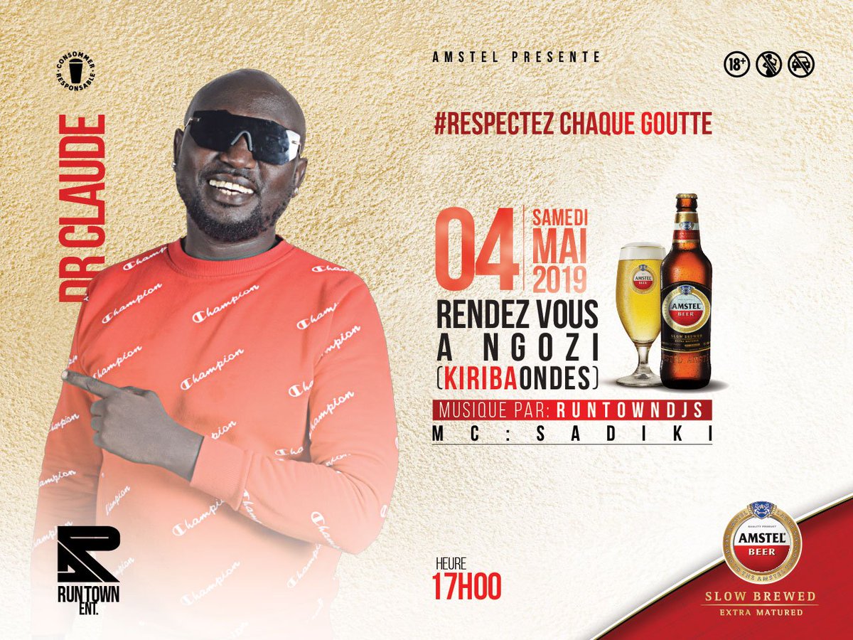 Ngozi! Êtes-vous prêt ?
La caravane Amstel débarque chez vous ce samedi à #KiribaOndes à partir de 17h.
Au programme: Dr Claude aka Mr Utuntu et les célèbres Runtown DJs!
Préparez-vous à une soirée mémorable 😉