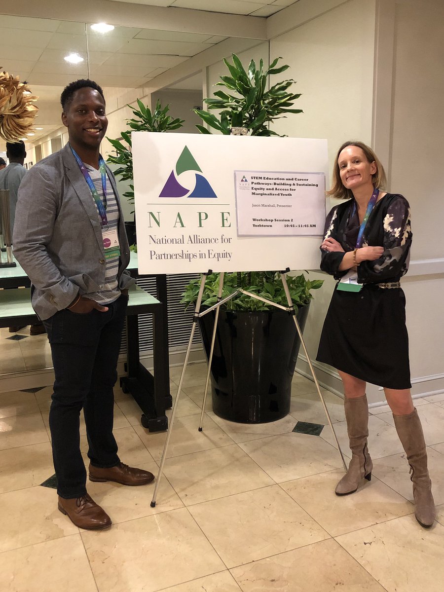 alidriscoll88's tweet photo. The amazing Jason Marshall and Sam Johnson representing @CAST_UDL at @NAPEquity discussing our work around equity and access in STEM education and career exploration. https://t.co/DAPZzq9LlV