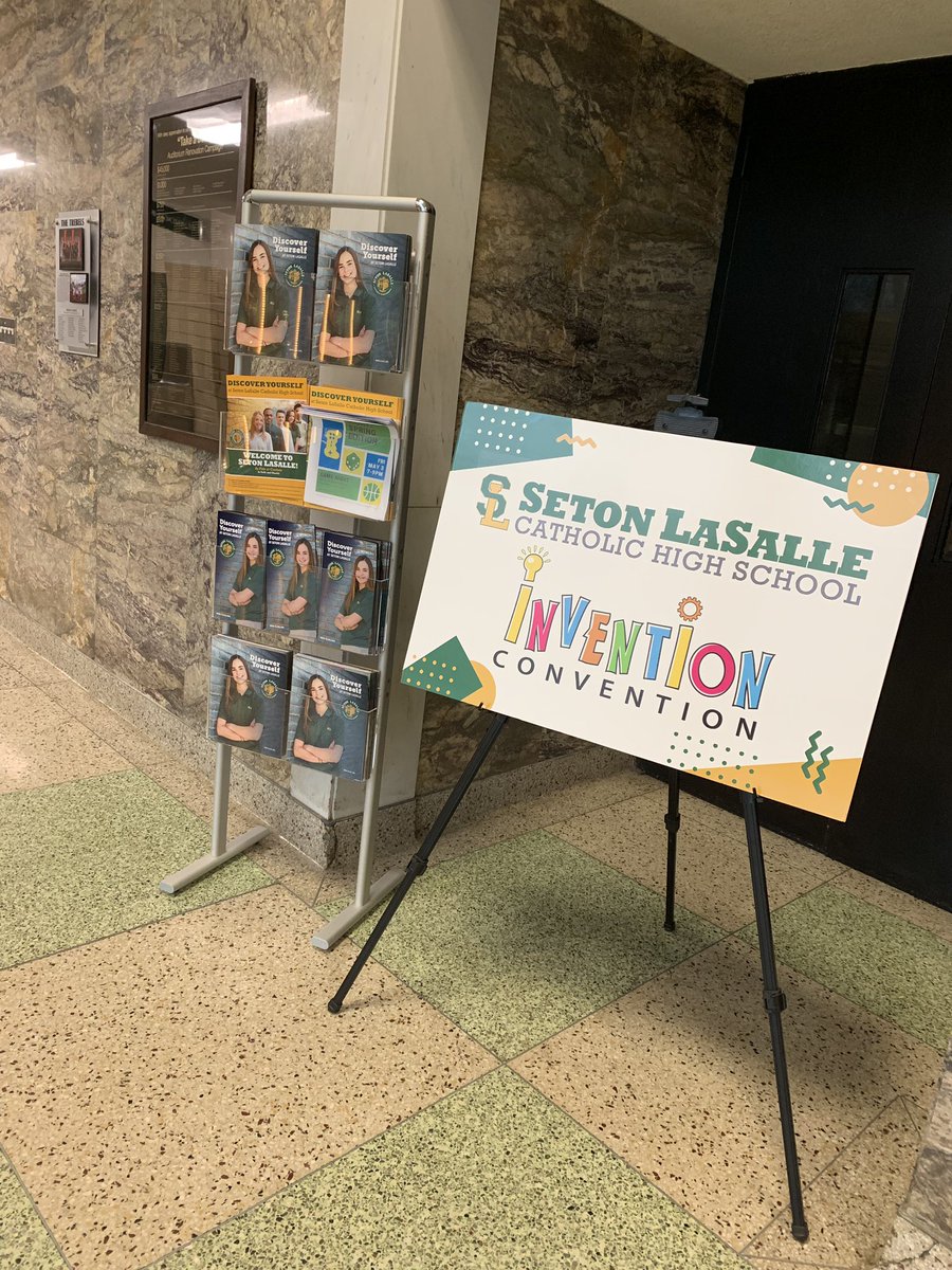 The_REBELReport's tweet photo. Seton LaSalle hosted its first Invention Convention today with around 200 local Catholic grade school students!! The students were able to hear from our Principal and our Director of Innovation; present their projects to parent, faculty, and student judges; and receive awards!! https://t.co/k4Pv4xkH0M