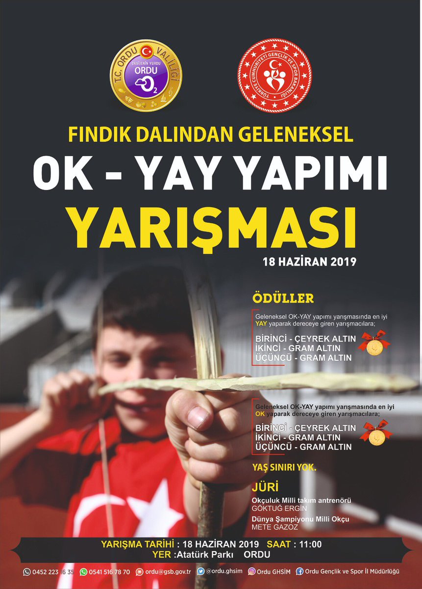 mustafagenc52's tweet photo. Bu Yarışma Kaçmaz;

Fındık Dalından Ödüllü Ok-Yay Yapımı Yarışması.

18 Haziran 2019 Atatürk Parkı https://t.co/NVRTCYtlIc