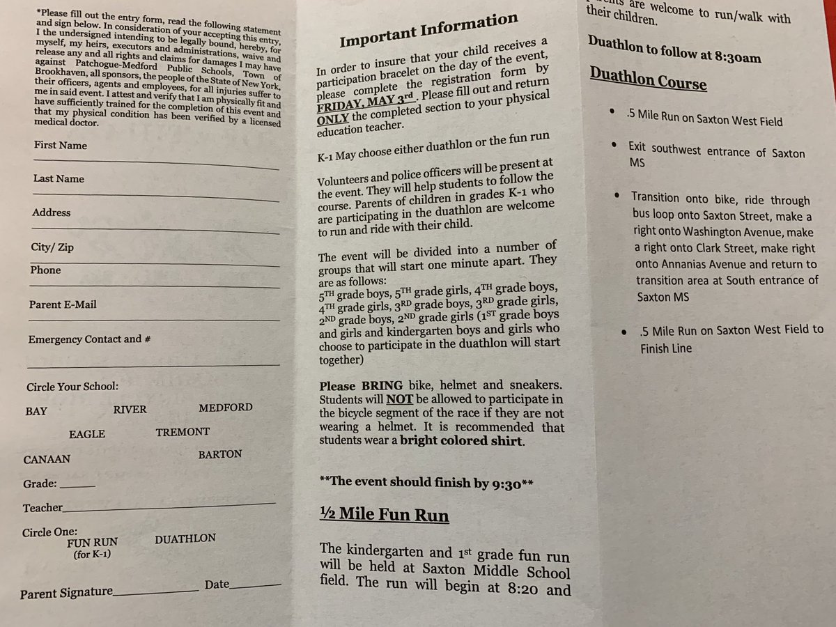 PMcoachGALL's tweet image. PM Elementary Duathalon! Saturday, May 18th, 2019 @SaxtonMiddle Registration @ 7:30am, Duathlon begins @ 8:30am! Register with school P.E. Teachers! @coachcoope @PMEagleES @PatMedSchools @PatMedAthletics
