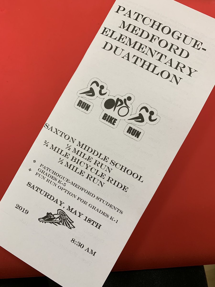 PMcoachGALL's tweet image. PM Elementary Duathalon! Saturday, May 18th, 2019 @SaxtonMiddle Registration @ 7:30am, Duathlon begins @ 8:30am! Register with school P.E. Teachers! @coachcoope @PMEagleES @PatMedSchools @PatMedAthletics