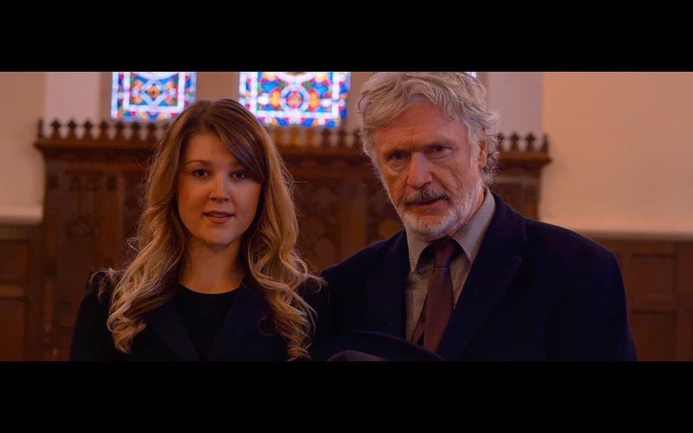 AnnaEDekowski's tweet photo. A still of the wonderful @PatrickBergin1 and myself in the brilliant short film ‘Odilo Fabian or (The Possibility of Impossible Dreams) I was lucky to be apart of. @MatthewJRowney &amp; @RowneyMichael are film directors and writers to watch out for! #shortfilm #actorslife #screen 🎬 https://t.co/7nYybKuT2a