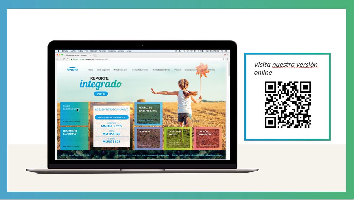 ENGIEChile's tweet photo. Conoce la gestión de ENGIE en este nuevo Reporte Integrado, escanea el código QR de la imagen o ingresa aquí 👉 https://t.co/4rrcvJXEMC https://t.co/KCLLA6qwOv