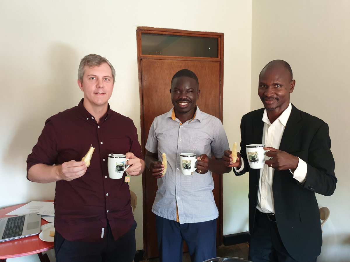 jonasls's tweet photo. Today I met with Samuel and Baker from Global Link Afrika. We did have tea in coffee cups and cassava fries, but more importanty we got to discuss result management and how their @Norecno exchange project can be structured for the years to come. Thanks for the meeting! https://t.co/K1LuHuffGL