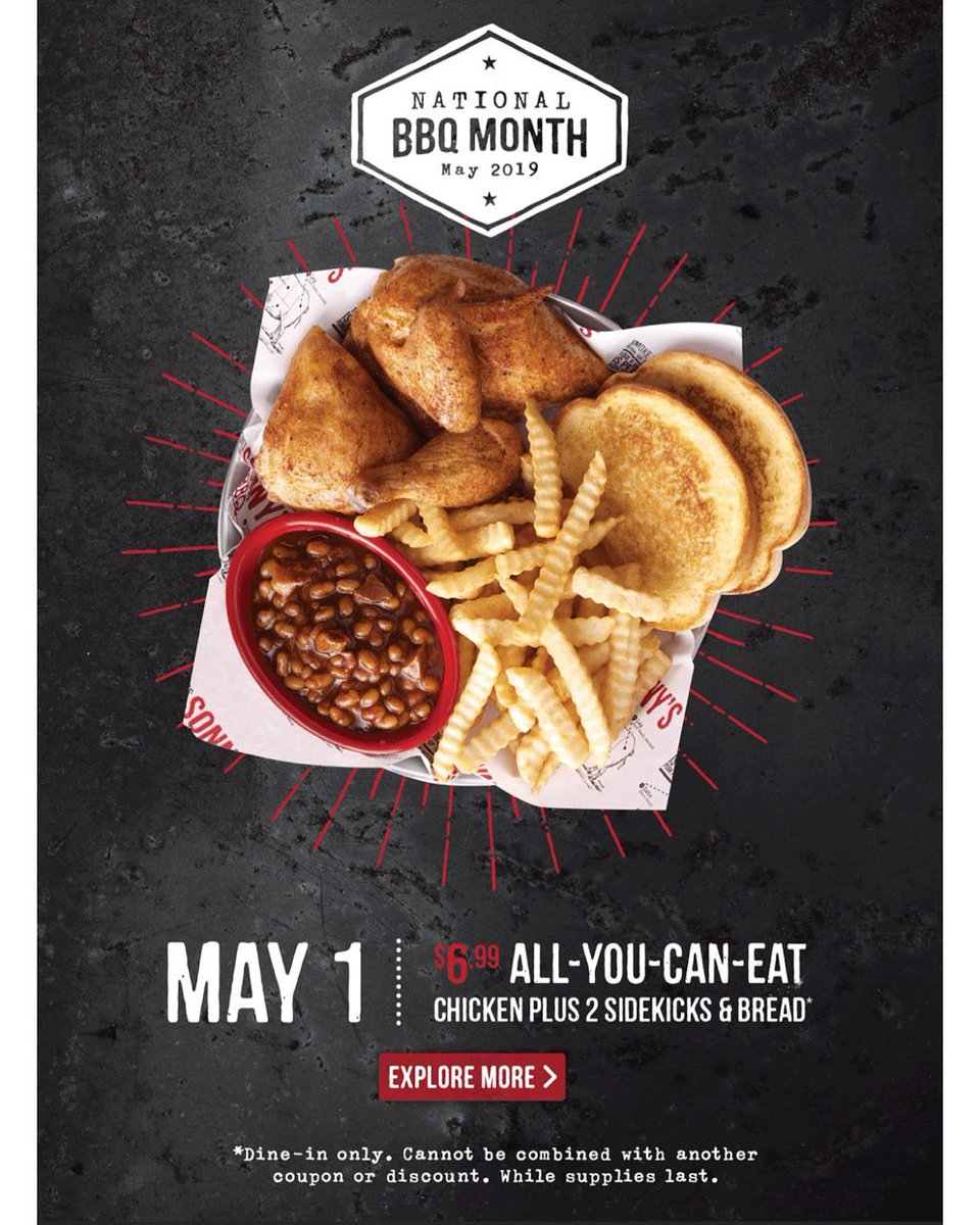 LXCrossing's tweet photo. Sonny's Bbq is starting off National Bbq Month with all you can eat!! https://t.co/eCax1UryLl