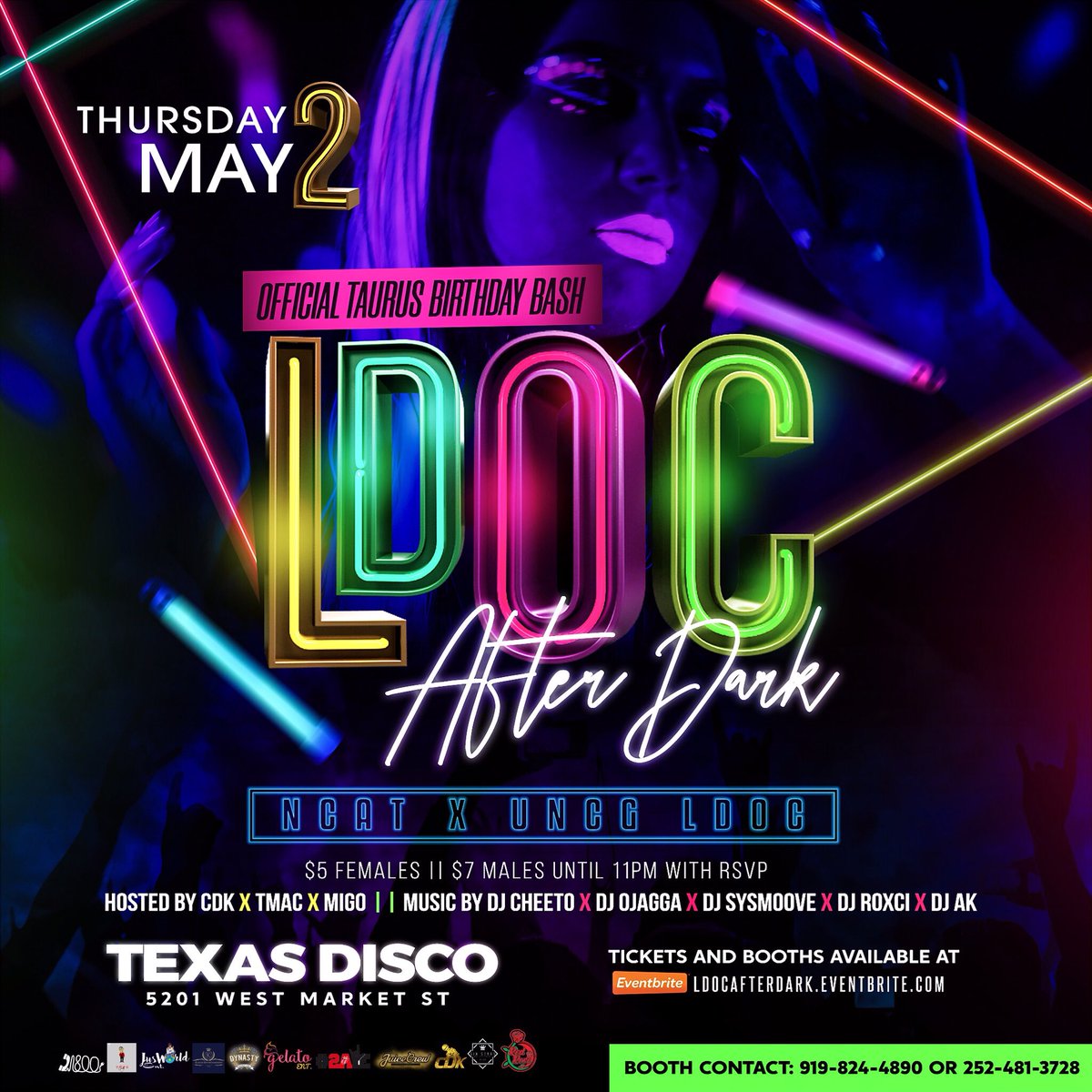 Raay2Aye's tweet photo. THURSDAY MAY 2ND ‼️
2️⃣🅰️PRESENTS
THE OFFICIAL TAURUS BDAY BASH
#LDOCAFTERDARK 🌚
@ TEXAS DISCO
5201 W. MARKET ST GREENSBORO NC
HOSTED BY #2AYE
$5 Females $7 Males Until 11 Pm RSVP
https://t.co/ZHl4OlbRY3
MUSIC BY #DJCHEETO #DJOJAGGA #DJSYSMOOVE #DJAK
#2AYE https://t.co/HGTLKiBdLT