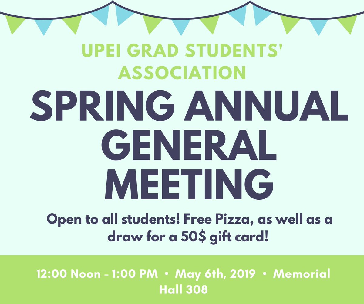 AGM is happening May 6th from 12-1pm in Memorial Hall 308!! FREE Pizza and a draw for a 50$ gift card! Open to all students so we hope to see you all there :)