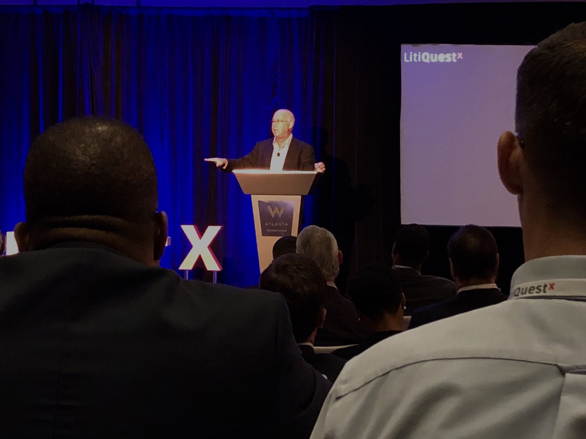 LitifyHQ's tweet photo. Famed trial attorney @KeithMitnikESQ starts off #LitiQuestX in #Atlanta talking about winning at the beginning: "I always ask myself, 'Why are we right, and why are they wrong?'" #law https://t.co/qyaiEOBC3K