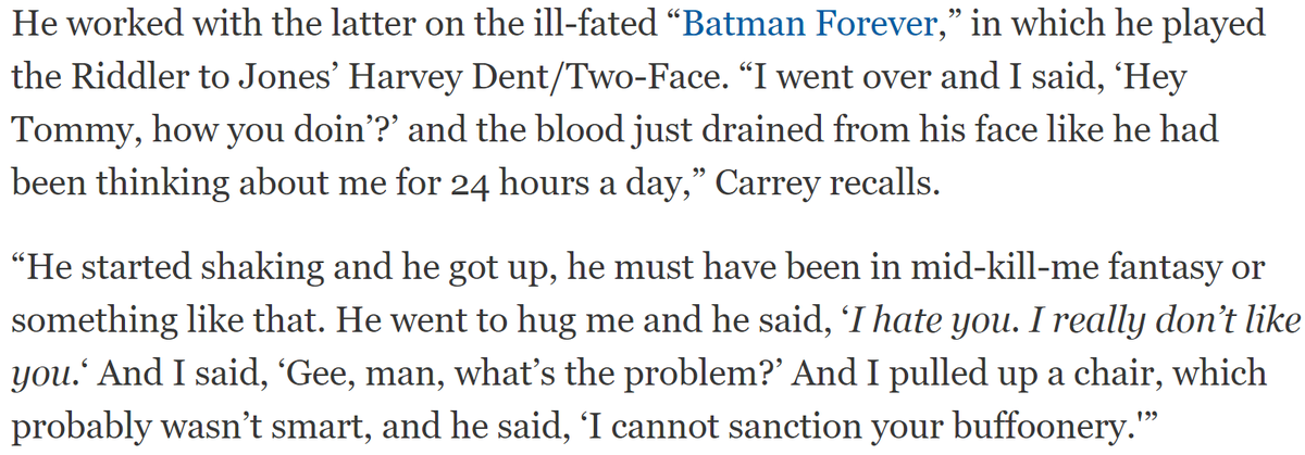 i think about the time tommy lee jones met jim carrey a lot