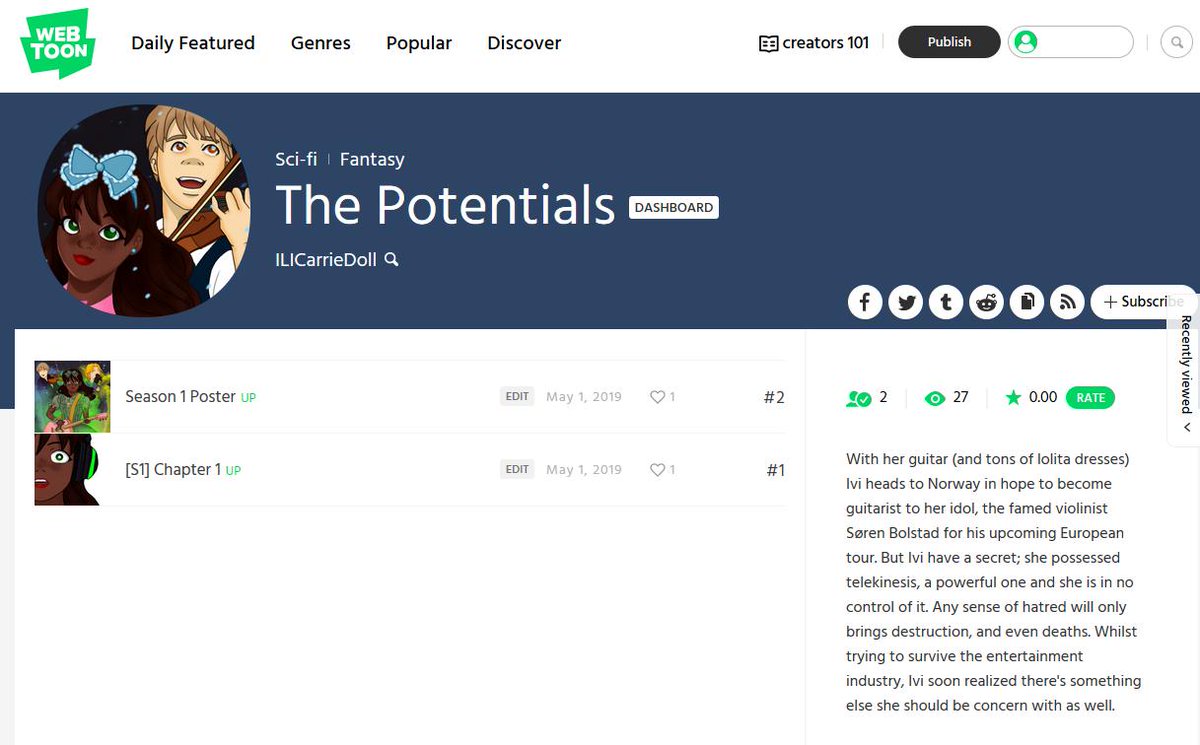 ILICarrieDoll's tweet photo. The Potentials finally published! Check it out!
https://t.co/ZXkWBYncBa
#ThePotentials #ThePotentialsComic https://t.co/gv6KHfbew3