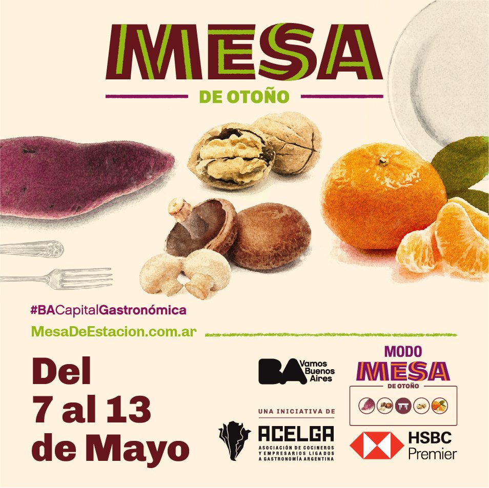 MesaDeEstacion's tweet photo. ¡La semana que viene arranca #MESAdeOtoño! Tenés una cita para disfrutar de los platos y menús con batatas, hongos, nueces y mandarinas. Acordate, del 7 al 13 de mayo, en todos estos restaurantes participantes: https://t.co/inrXIQaMQ4 @HSBC_AR #ModoMesa https://t.co/drOnH2gLsj