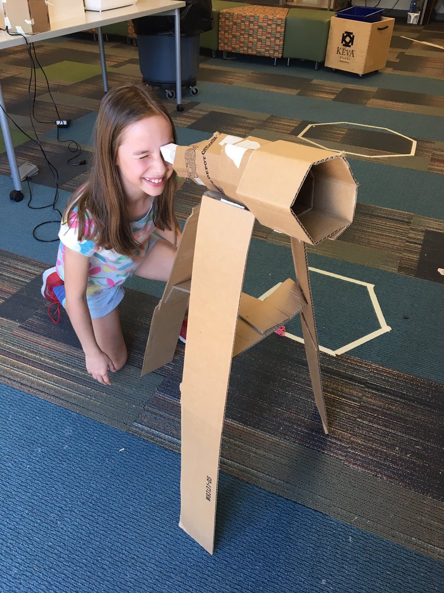 MsRosie_library's tweet photo. Ss read The Green Book and we’re challenged to create an invention/item they would have packed on the spaceship if they moved to Shine. These kids!! Of course we would need a telescope to keep an eye out for the Moth people. I mean?? #library
#gt #makerspace #demonstratelearning https://t.co/2mrjobewYD