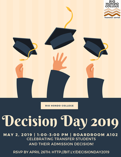 RHCCareerCenter's tweet photo. We are excited to announce “Decision Day 2019” for all students that have been accepted to a 4-year university. Visit the Boardroom between 1pm and 3pm. 
#congratulations #startriogoanywhere #university #transfer https://t.co/n7NVKg7usL
