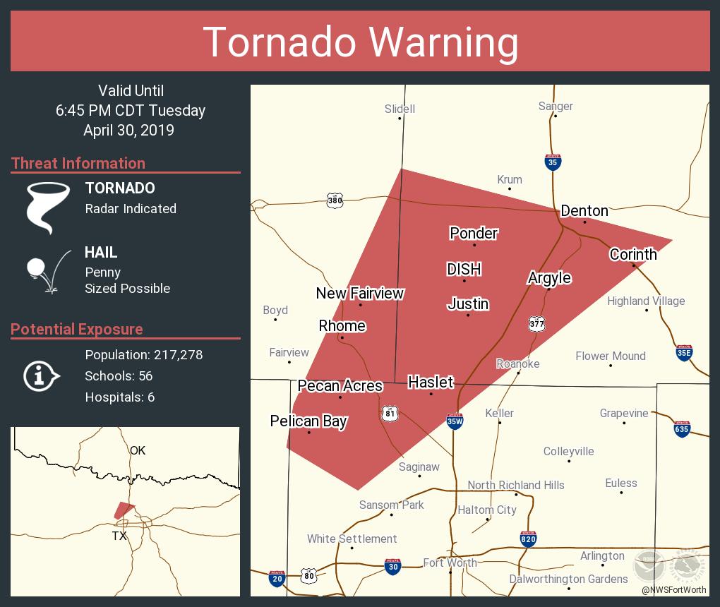 NWS Fort Worth on Twitter "Tornado Warning including Denton TX