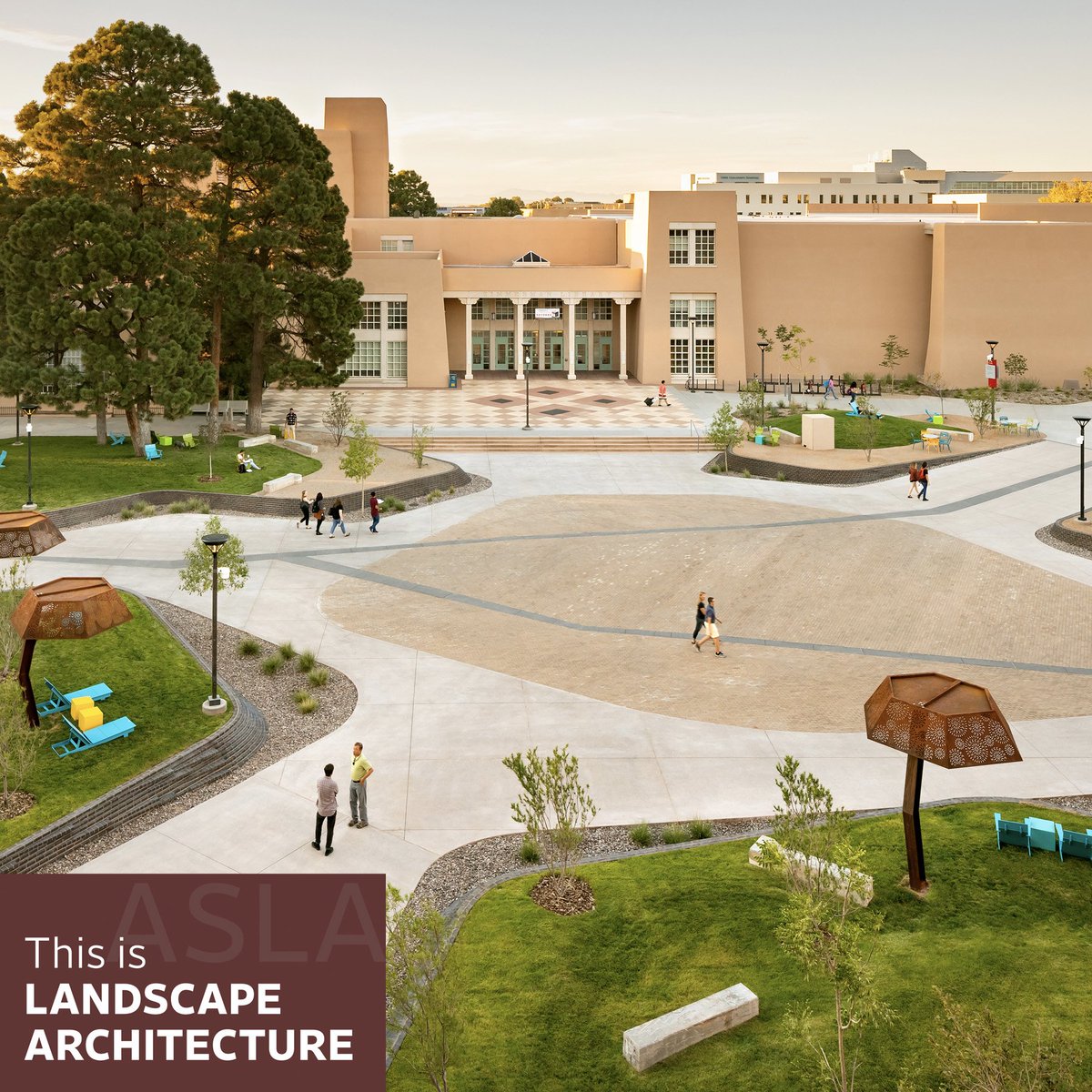 NMASLA's tweet image. Smith Plaza renovation by @mrwmla and @McCLAIN_YUarch at The @UNM engages students at the center of campus, providing a welcoming outdoor great room and improving accessibility #albuquerque #wlam2019 #thisislandcsapearchitecture #outdoorplaza #sitedesign #unmstudentaffairs