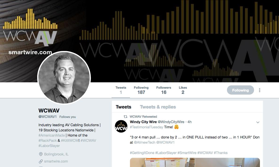 Hey #AVtweeps! Please follow <a href="/WCWAV1/">WCWAV</a> to keep up with all of the latest from #WCWAV. That’s where you’ll find your favorite @avTALLguy … Bill Stang and all things #AV. Thanks!