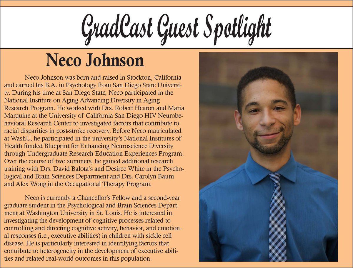 GradCastWUSTL's tweet photo. "Know yourself; and if you don't know yourself, learn yourself."

We start off our new season Mind Your Health by talking with Neco Johnson, a 2nd year Psychological and Brain Sciences PhD student.

Listen here: https://t.co/Tf9v1N02pL https://t.co/AbDduOxtwp