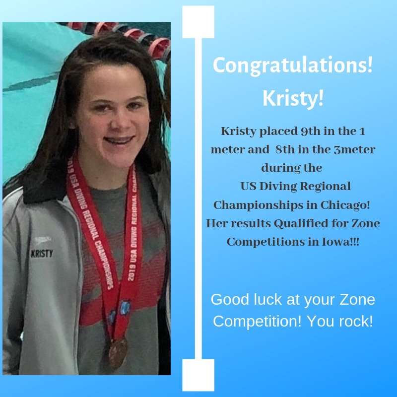 SJSwestminster's tweet image. Congratulations!! Kristy!!
Kristy placed at the US Diving Regional Championship in Chicago and her results qualified her to compete at the Zone Competitions in Iowa. So proud of you! Kristy!
#AOBCatholicSchools #RiseAbove #NCEA19 #catholicfaith #goals #dreambig #success
