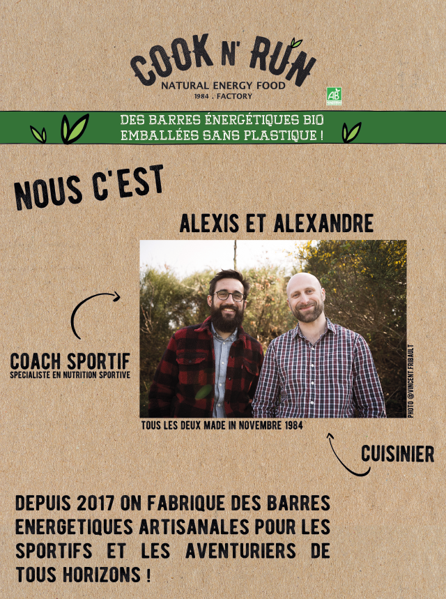 .@CooknrunF : des barres énergétiques #bio emballées sans #plastique made in #Anjou #Angers !
Un projet génial, qui a juste besoin d'un petit coup de pouce financier de votre part pour commencer. A vous de jouer ! mobile.ulule.com/cooknrun-zero-… #EconomieCirculaire #Zéroplastique
