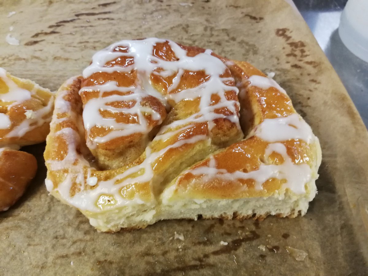 markloudon's tweet photo. These cinnamon buns are possibly the greatest thing I have ever done. Hard to tell scale but they are only slightly smaller than a baby's head. Possibly fatal. Die happy @HomebakedA https://t.co/SdCCGyTrDk