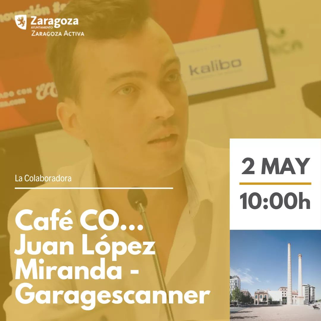 #CaféCo @lacolaboradora con Juan López, creador de <a href="/garagescanner/">garagescanner</a> 👏

Conoce la app colaborativa que  revolucionado el alquiler de garajes, permitiéndo a los propietarios poner en valor sus plazas vacías. 

👉 bit.ly/LaCo-2may19
📅 2 de mayo, 10:00h
📌 En La Azucarera