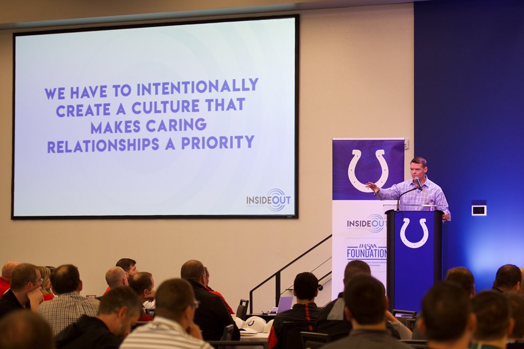 coltscommunity's tweet photo. Special thanks to our GM, Chris Ballard, for stopping by #InSideOutIN and sharing an inspirational message on the importance of character when educating and mentoring today’s youth! https://t.co/IWVdsXHKfo