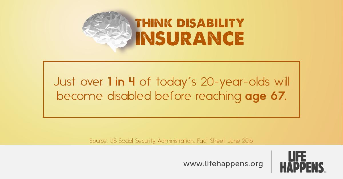 RummelInsurance's tweet image. 25% of today's 20-year-olds will become disabled before reaching age 67.  Think disability insurance.