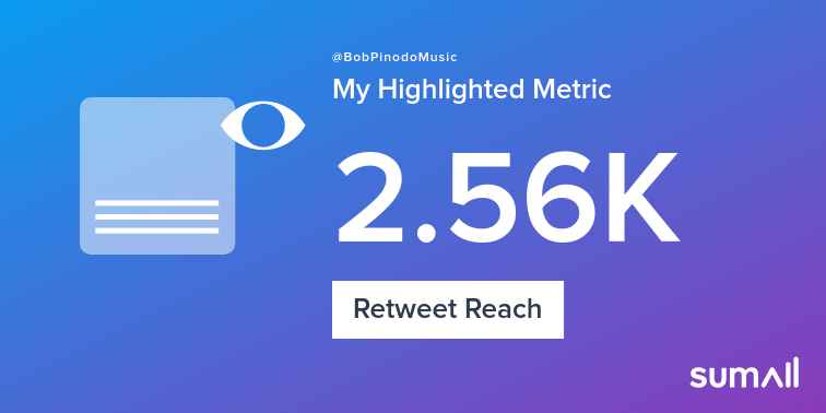 BobPinodoMusic's tweet photo. My week on Twitter 🎉: 1 Like, 1 Retweet, 2.56K Retweet Reach. See yours with https://t.co/GJfOLrucME https://t.co/owgAl5vsdU