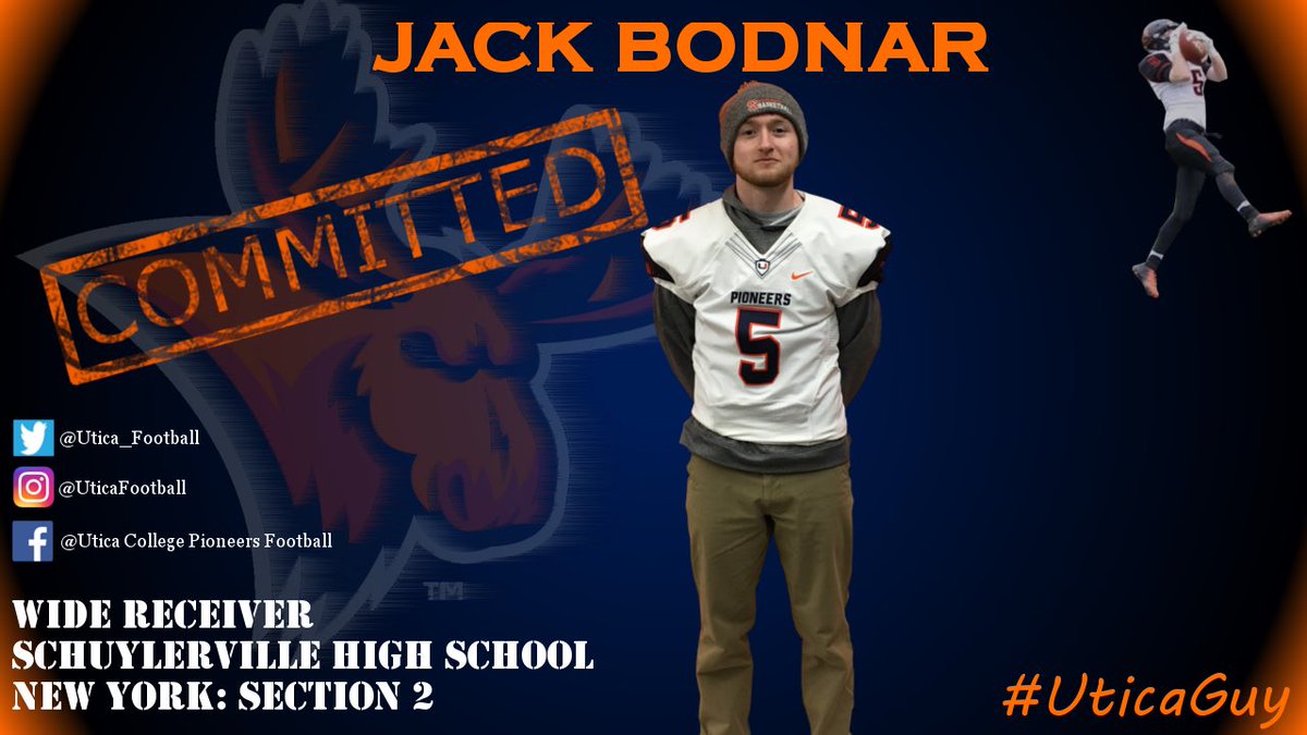 Utica_Football's tweet photo. Wide Receiver Jack Bodnar: Schuylerville High School. Officially a #UticaGuy! #FearTheMoose https://t.co/7Aw3zPHTPA