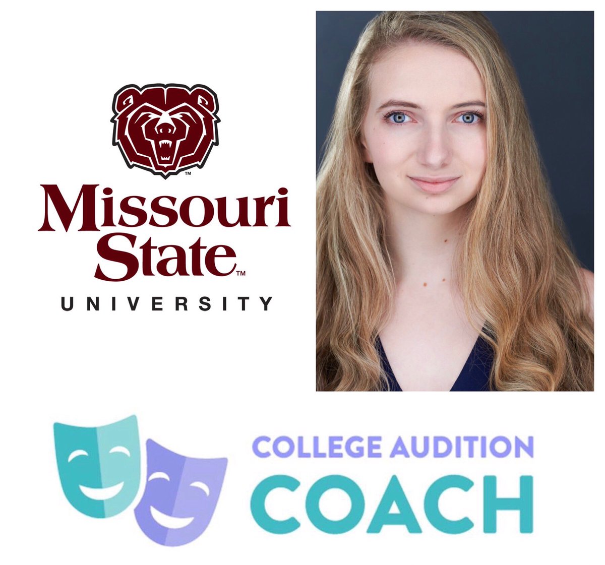 collegeaudcoach's tweet photo. Congrats to Ashlyn Cheek and proud mom Robyn ⭐️⭐️ Ashlyn is heading to @MissouriState 🎉🎉 On MAY 1ST #decisionday go to https://t.co/9J6Ka60w2B for complete list of #moocrew2019 #finaldecisions #IGOTIN #collegeauditions #collegeaudition #collegeauditioncoach 🎭 https://t.co/udlU7HFTGL