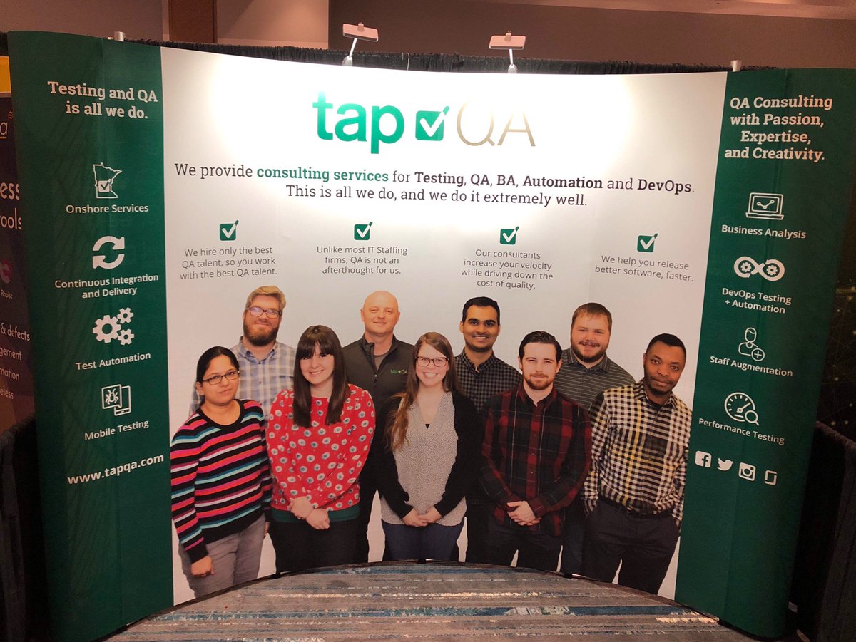 tapQA's tweet image. Hey #STAREAST, nice to meet you. We’re tap|QA. We are the PEOPLE behind ensuring your technology works. Come stop by our booth at the expo and learn how we can help you release Better Software, Faster!