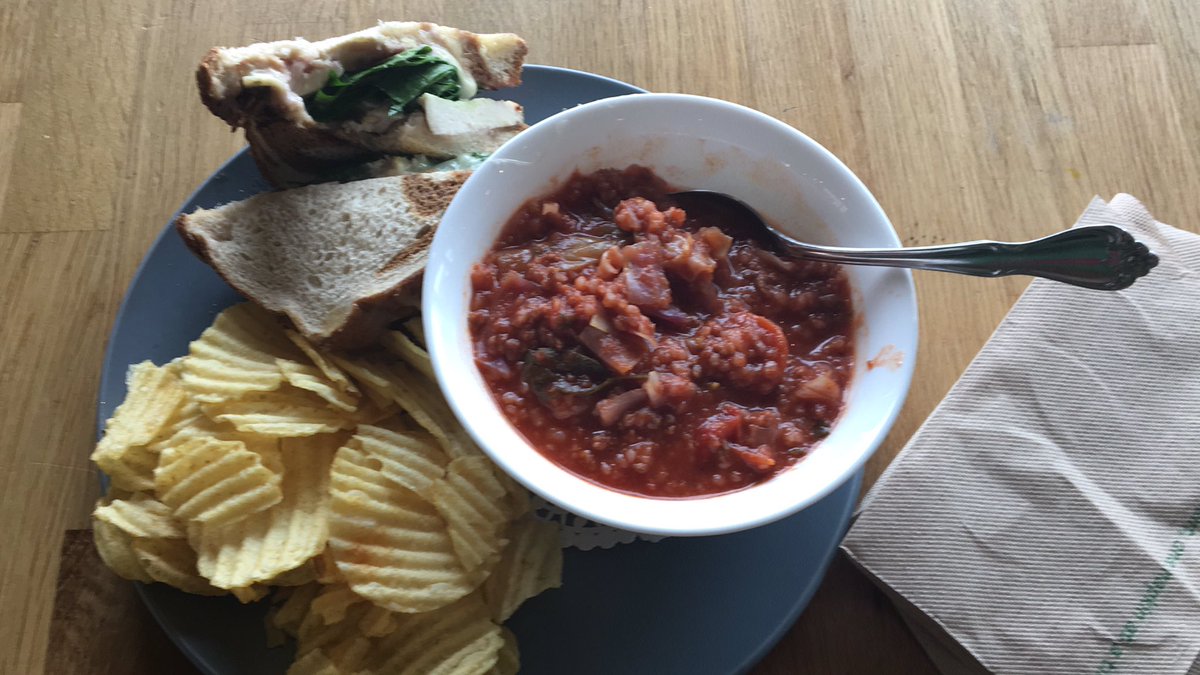 Cabbage roll soup with chicken and Brie sammich <a href="/TheWoodrackCafe/">The Woodrack Cafe</a>