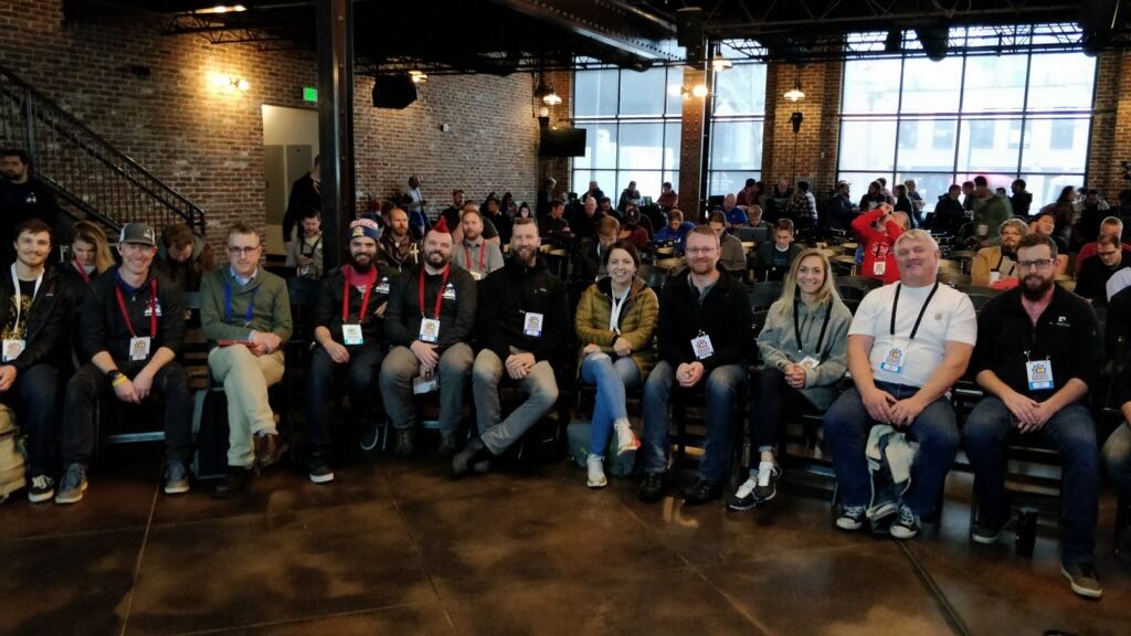 VictorOps's tweet photo. When the #VictorOps crew takes up the whole front row @DevOpsDaysRox... 🙋‍♂️🙋🏾‍♀️🙋🏽‍♂️ https://t.co/eRPurAhTSG